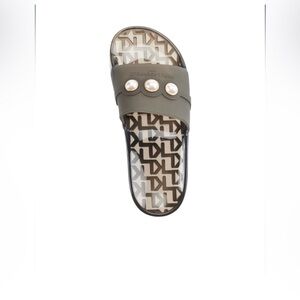 Karl Lagerfeld Olive Pearl Embellished Slippers